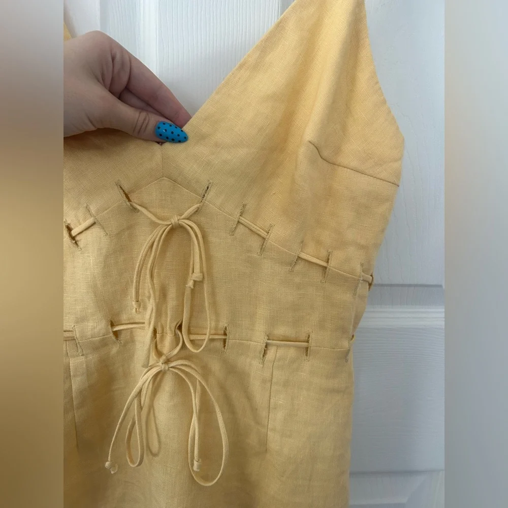 Reformation Clover Linen Dress Buttercup Yellow Size 6 - Picture 2 of 13